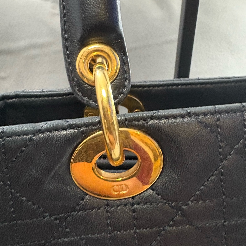 Lady Dior Medium Black Quilted Satchel with Gold Accents - Picture 4 of 16